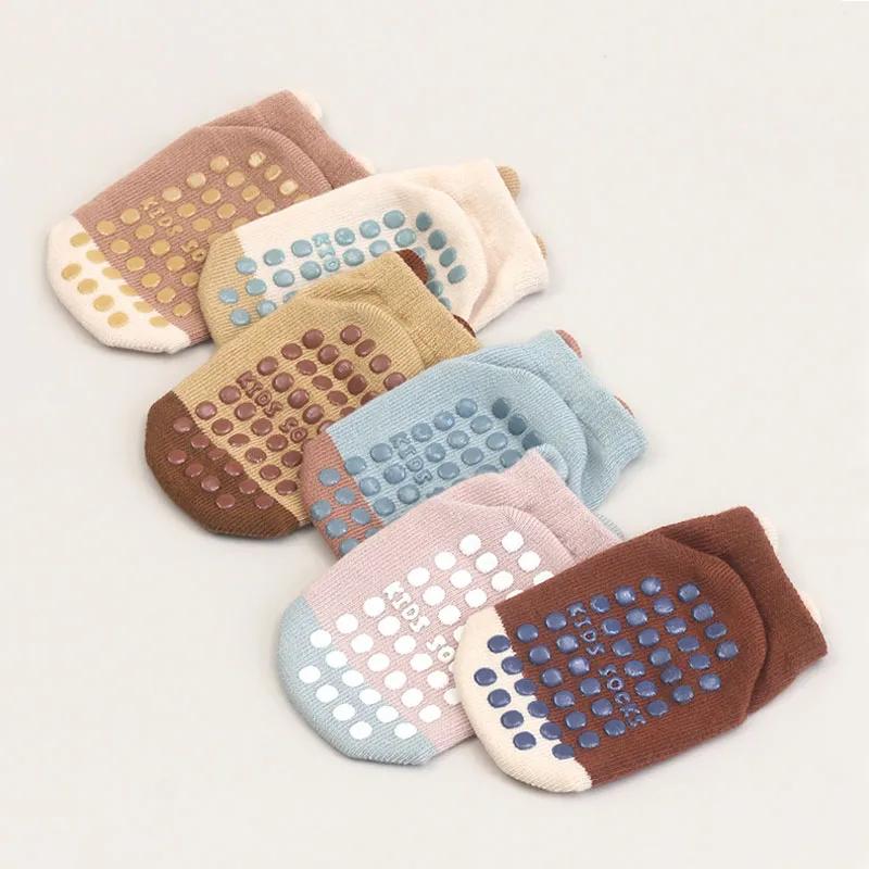 6 Pairs Kids Cotton Socks Non-slip Boys and Girls Cute Cartoon Animal Patterned Comfy Breathable Baby Floor Socks