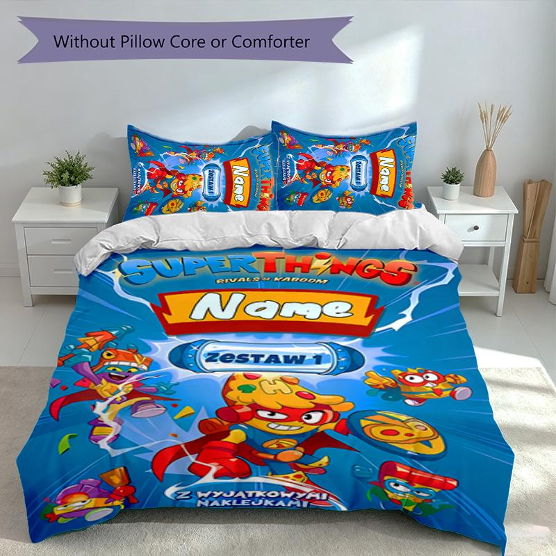 3pcs Custom Name SuperZings Bedding Set,Includes 1 Duvet Cover and 2 Pillowcases,All-season Bedroom Decor