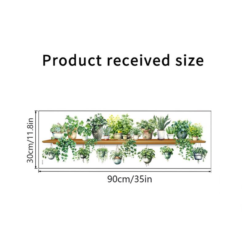 Highgreen Dill Leaves Wall Stickers Hanging Basket Wall Bedroom Living Room Wall Beautification Green Plant Courtyard Wall Decor