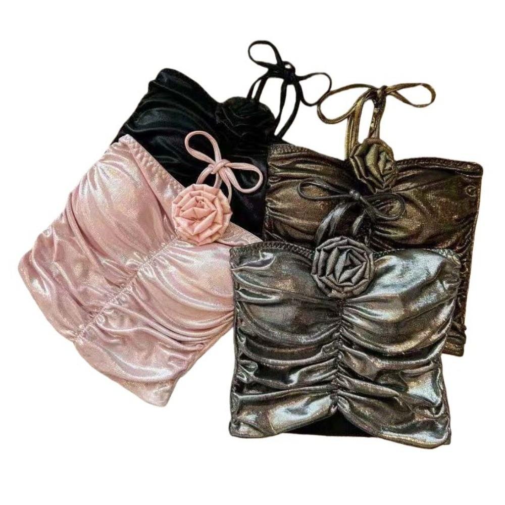 Spice Girls Socialite Style Corset 3D Rose Flower Decoration Crop Tops Suspender Vest  Travel