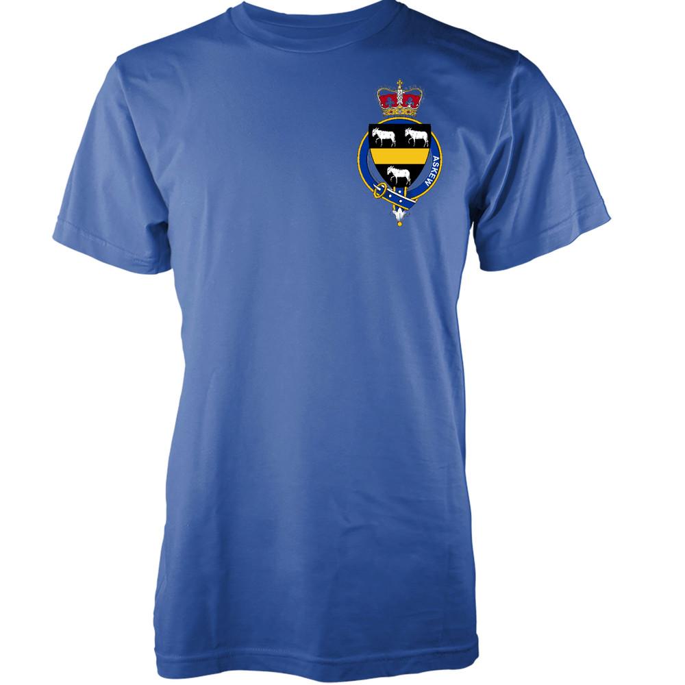 

Personalised Family Name Askew T-Shirt Family Crest Badge Coat Of Arms Adult 4XL