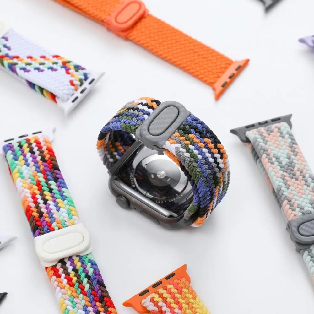 Strap For Apple watch band 44mm 42mm 40mm 45mm 46mm 41mm 49mm Braided Solo Correa Bracelet iWatch 11 10 9 8  7 6 5 4 se Ultra3