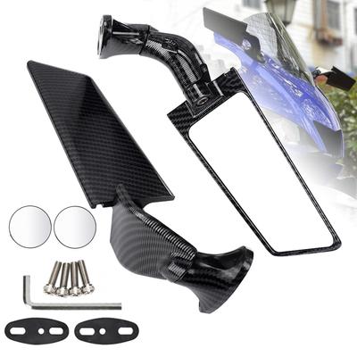 RACEAST Motorcycle Dual Mode Wing Mirrors with Competition Compatible with Many Such As Kawasaki Yamaha Honda Suzuki Aprilia Fits 34mm To 57mm Spacing