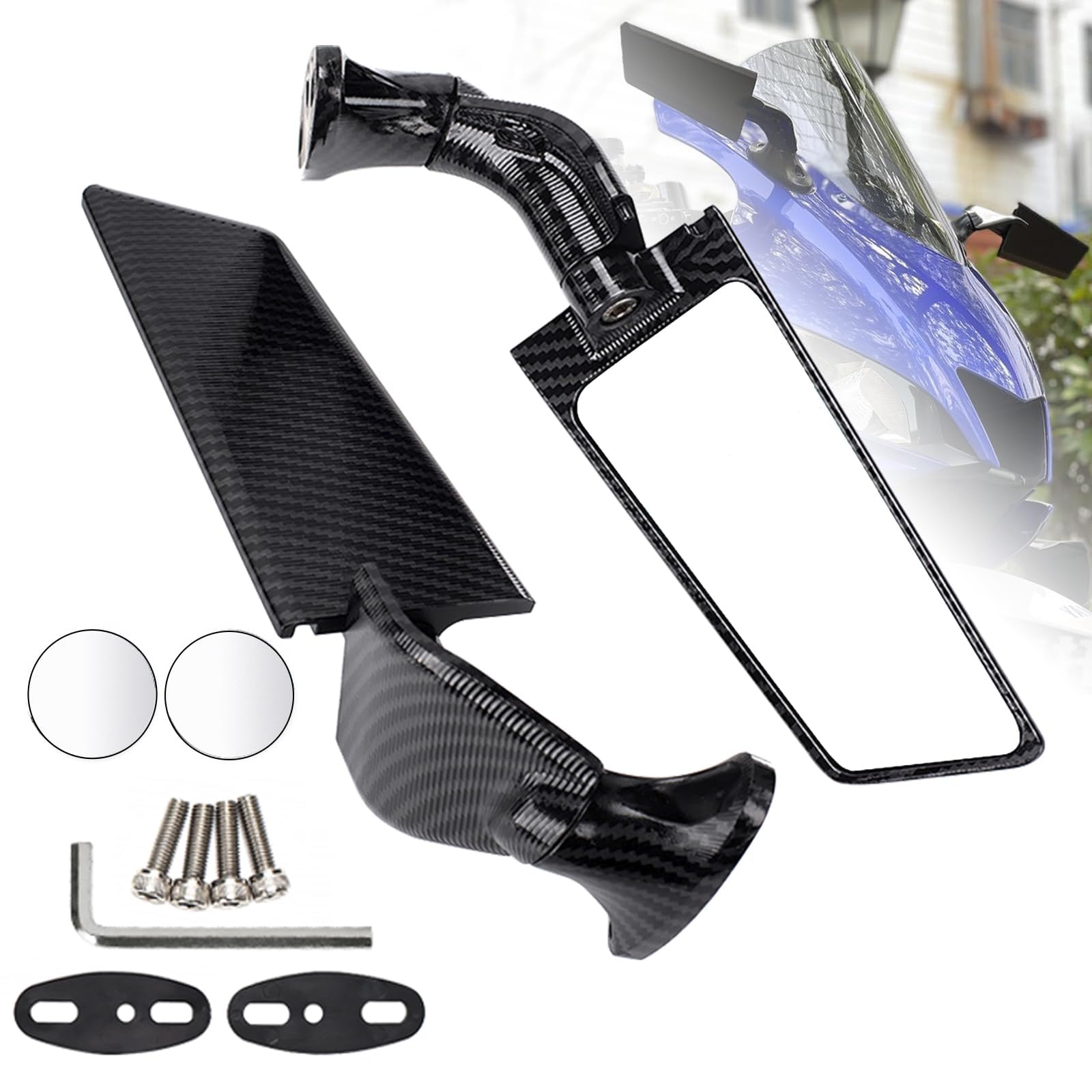 

RACEAST Мотоциклетные зеркала заднего вида двойного режима с возможностью использования в соревнованиях, совместимые со многими, такими как Kawasaki Yamaha Honda Suzuki Aprilia, подходят для расстояния между креплениями от 34 мм до 57 мм