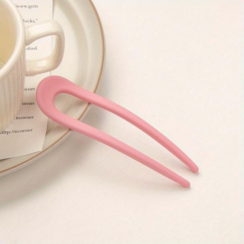 Fashion Candy Color Hair Sticks for Women Shell Hair Clip Pins 1pcs Minimalist U Shape Girls Hairpins Hair Bun Maker Headwear