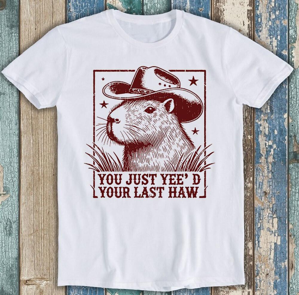 

Western Capybara Retro Cowboy Animal Funny Gift Tee T Shirt M1755 S
