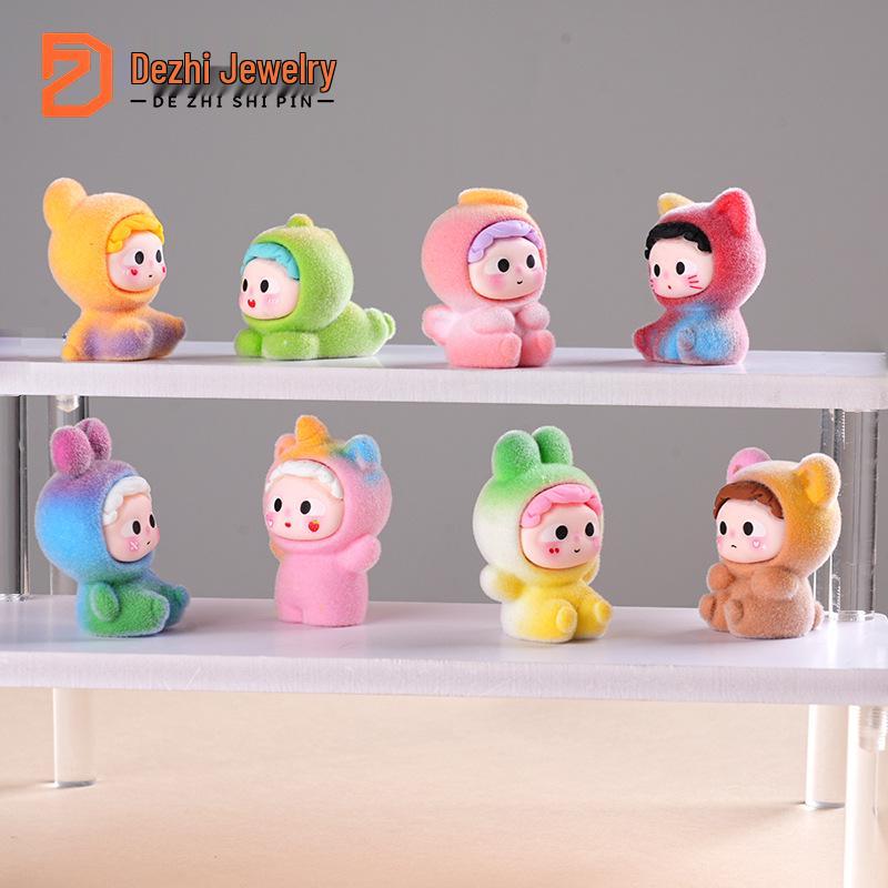 Dezhi Jewelry Cartoon Flocking Mini Desktop Ornament Toy Figurine