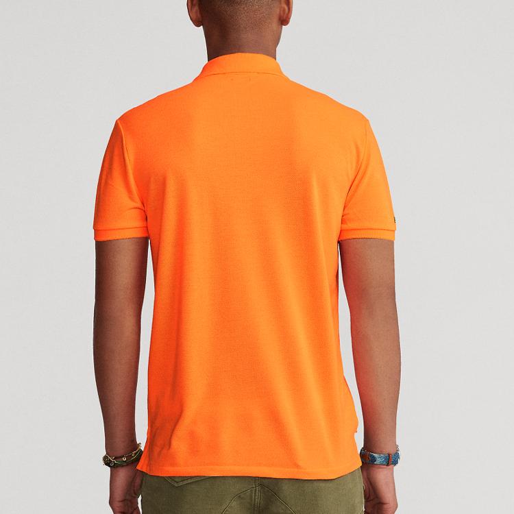 Polo Ralph Lauren SS22 Solid Color Logo Embroidered Half Button Pullover Short Sleeve Polo Shirt Men Tops Orange MNPOKNI1N820669-800