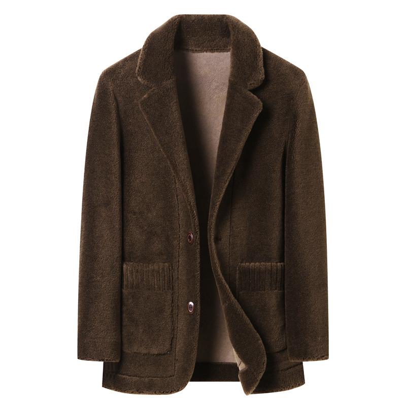 Men's 2025 Winter Fashion Lambswool Shearling Coat, Double-Sided Wear - Casual Style for Young and Middle-Aged