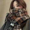 Mohair plaid scarf women's winter sea salt milk coffee blue thickened atmosphere warm student shawl scarf