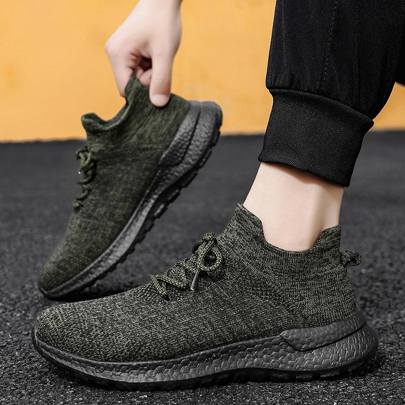 Men's shoes early autumn breathable mesh sports casual shoes trendy versatile lightweight soft-soled fly-woven shoes non-slip running tide shoes