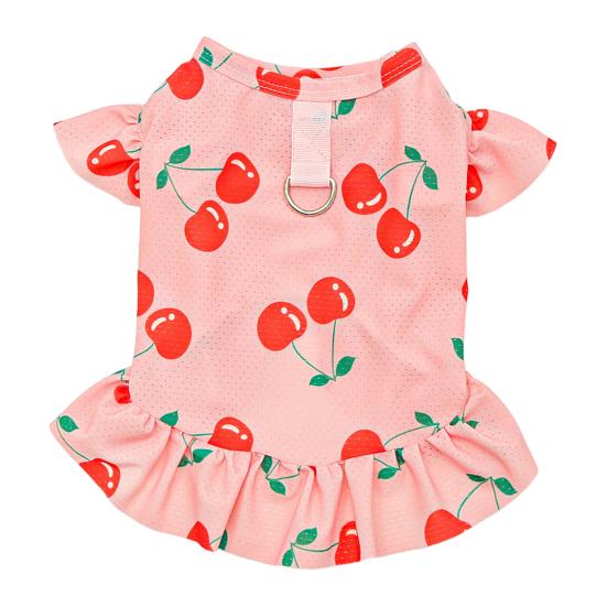 Cherry/Flower Printed Dog Dress Summer Pet Princess Skirt for Small Medium Girl