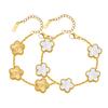 18K Gold Plated Floral Bracelets,Stainless Steel Charm Bracelet Non-Tarnish,Adjustable lucky Chain Set Trendy Gift