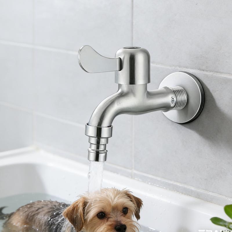 Outdoor Stainless Steel Thickened Washing Machine Faucet Household Bathroom Mop Sink Faucet Garden Sink Single Cold Water Faucet