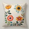 Floral Pattern Square Polyester Pillowcase, Sofa Living Room Decorative Cushion Cover, Bedroom Bedside Pillow Cover