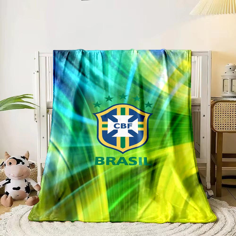 Brazil Football CBF Designed Flannel Blanket for Bedroom, Living Room, Sofa, and Nap