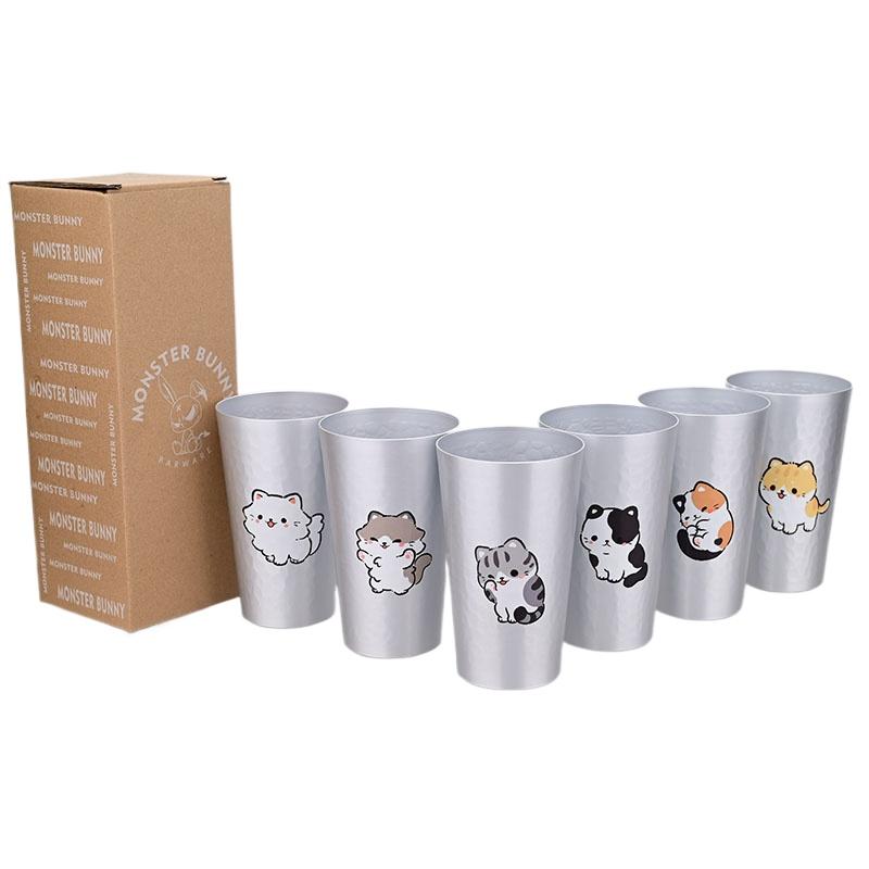 

New 450Ml Cat Tumbler Cute Cartoon Kitty Aluminum Cup Lightweight Hammered Finish Eco Travel Pet Mug Family,Friends,Lover Gift 450ml