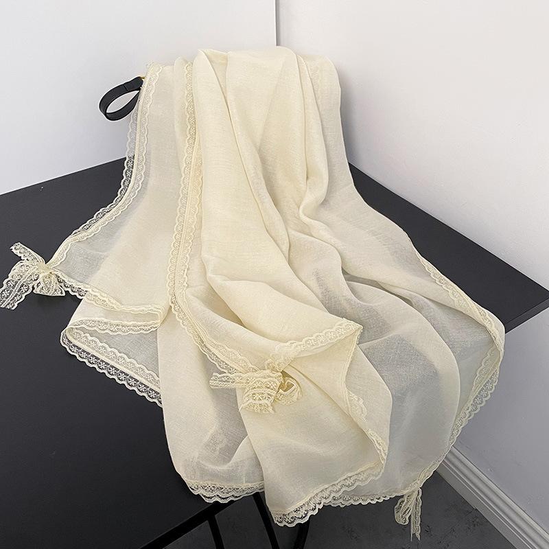 

Весна и лето Новый высококачественный модный тонкий шарф, дизайн, модный нишевый кружевной бант, шарф 195*90cm