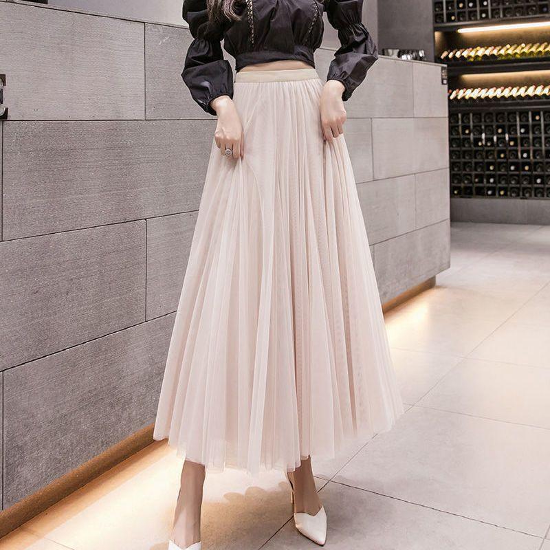 Half-length Skirt Women's Net Gauze Skirt Large Skirt Mid-length Gauze Skirt Net Yarn Breathable Large Skirt