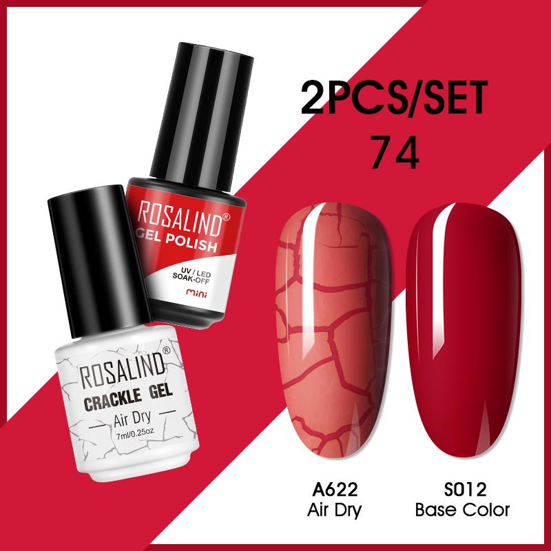 ROSALIND Cracked Gel Nail and Polish Nail Gel Kit Nail Varnish Hybrid Crackle Manicure Art UV Gel Semi Permanent 2PCS
