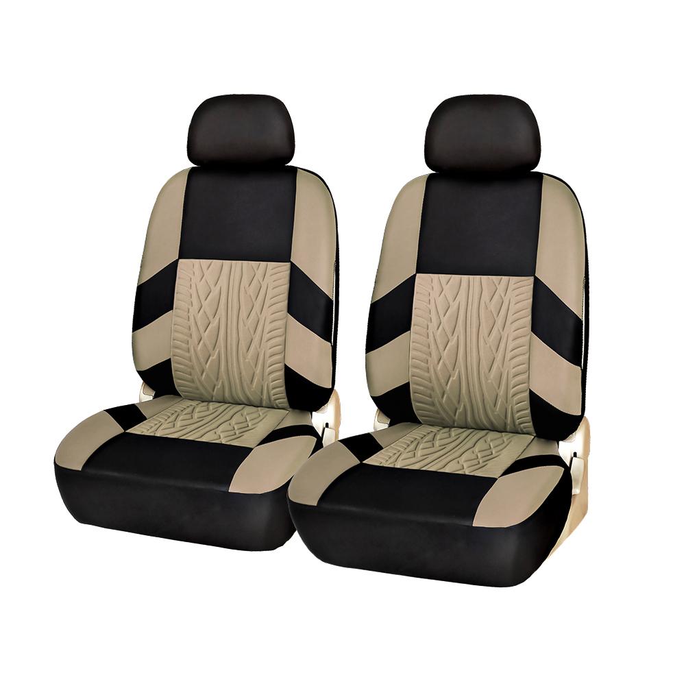 AUTO HIGH Embroidery Car Seat Covers Polyester Universal Fit Most Cars Truck SUV Van Protector - Front Pair