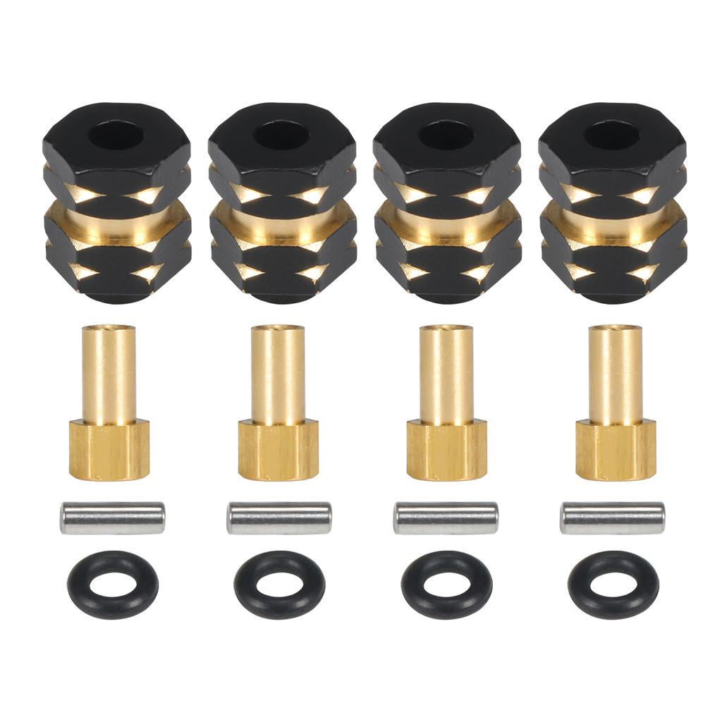 4Pcs Brass Wheels Hex Hub Extenders 7mm with Nuts for 1/24 RC Crawler SCX24 Bronco C10 Gladiator AX24 Upgrade Parts