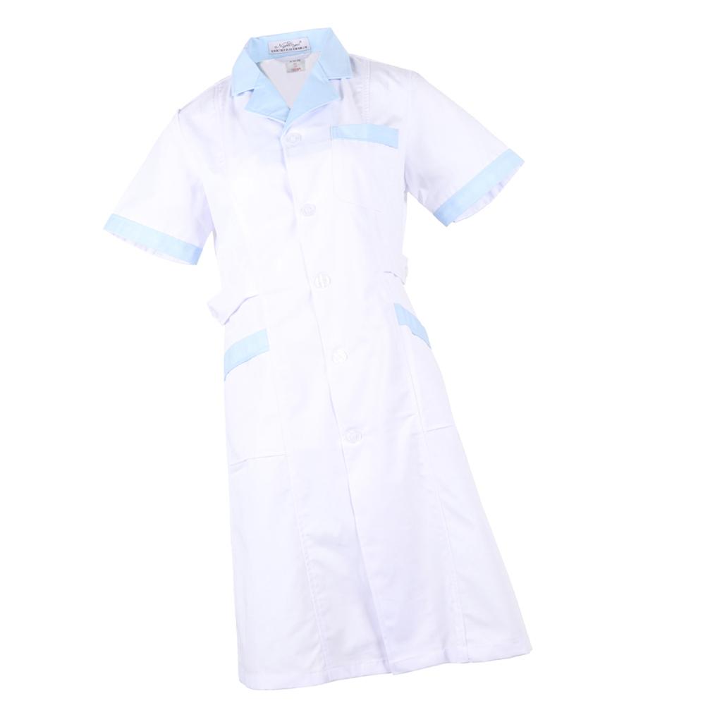 Uniform Lab Coat Short Sleeve Jacket For Women - White, S
