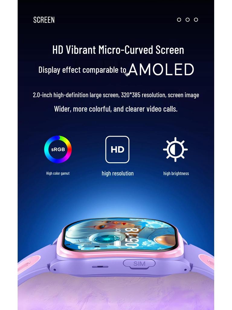 AS06 Kids' 5G Smartwatch with Card Slot & Positioning