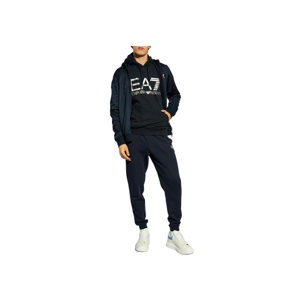 Emporio Armani Letter Print Drop Shoulder Long Sleeve Pullover Sweatshirt Men Sweatshirt Dark-Blue 6DPM16-PJSHZ-1562