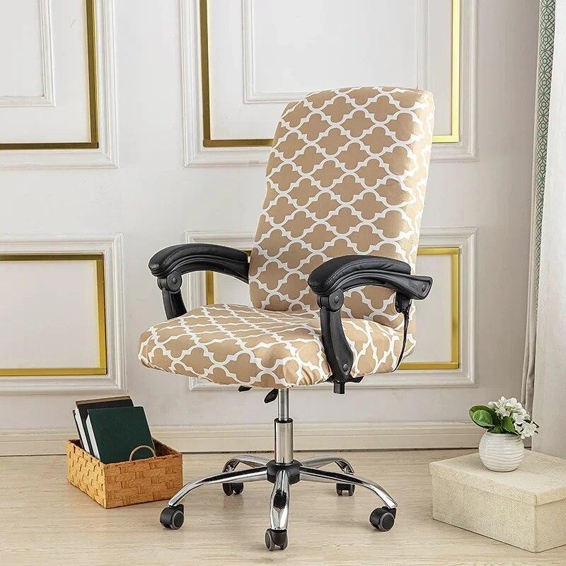 Blommig dator Kontorsstolsöverdrag Elastiskt roterande spelfåtöljöverdrag Stretch Skrivbord Säte Slipcover Funda para Silla de oficina