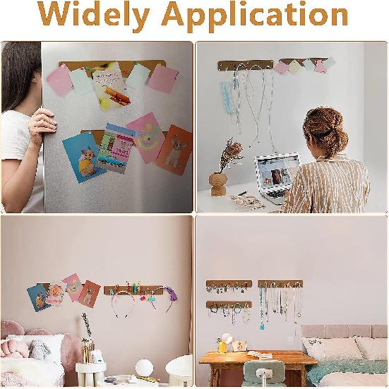 Felt Pin Board Bar Strips Bulletin Board for Bedrooms Offices Home Wall Decoration, Notice Board Self Adhesive Cork Board with 35 Push P for Paste