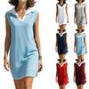 Women's Fashionable Loose-fitting Turtleneck V-neck Sleeveless Dress