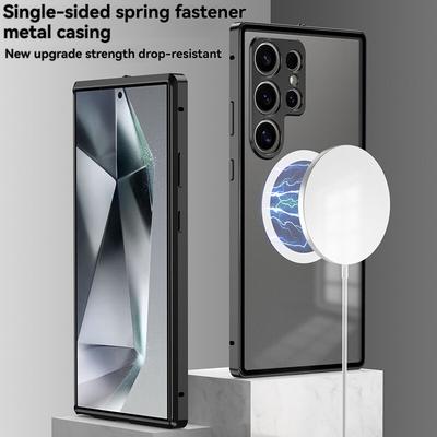 Magnetické puzdro pre Samsung Galaxy S25 Ultra S24 S23 Plus S25+ S24+ Magsafe Kovová pružina Zliatina hliníka Ochrana objektívu Matný zadný kryt Nárazníky telefónu