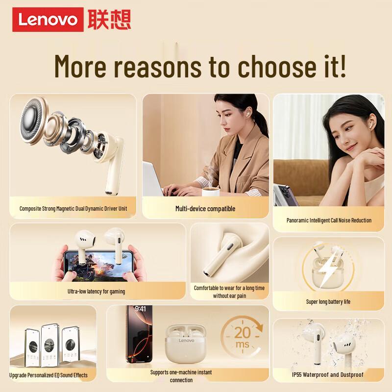 Lenovo 2026 Wireless Semi-In-Ear Bluetooth Earbuds