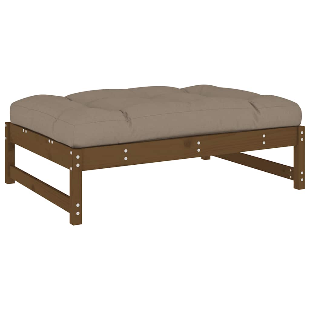 2 Piece Garden Lounge Set with Cushions Honey Brown Solid Wood