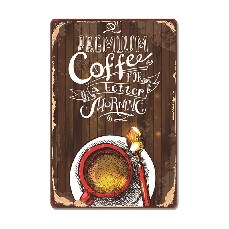 Targa Vintage Caffè Fresco Metallo Latta Segno Retro Bevanda Caffè Poster Adesivi da Parete per Caffetteria Negozio Ristorante Decorazione Casa Stanza