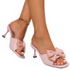 Fashion 2024 Fashion Shoes Female Butterfly-knot Women's Slippers Fashion Solid Dress Slippers Women New Square Toe Heels Women Zapatos