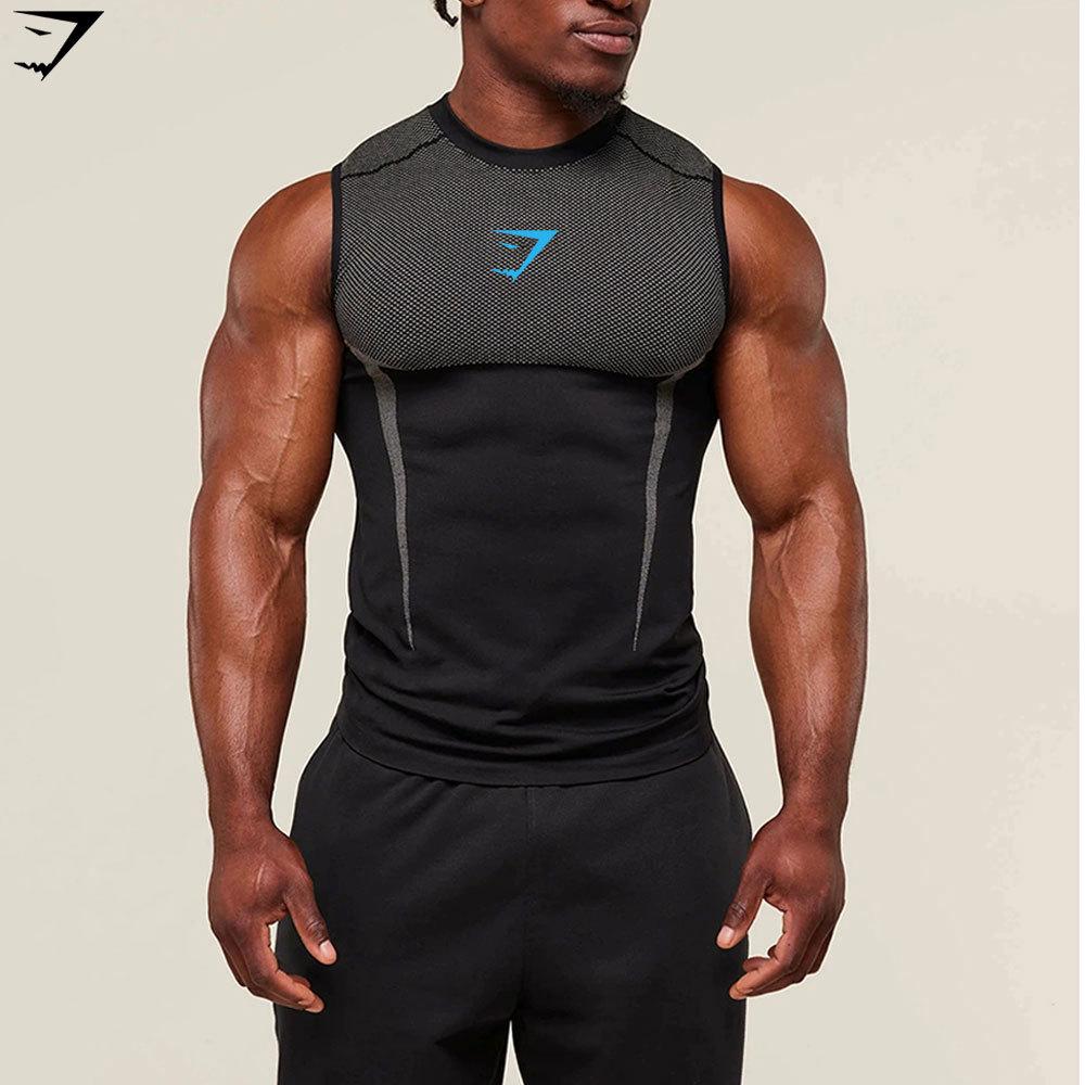 GYMSHARK Men's Breathable Tight-Fit Training Vest - Short Sleeve