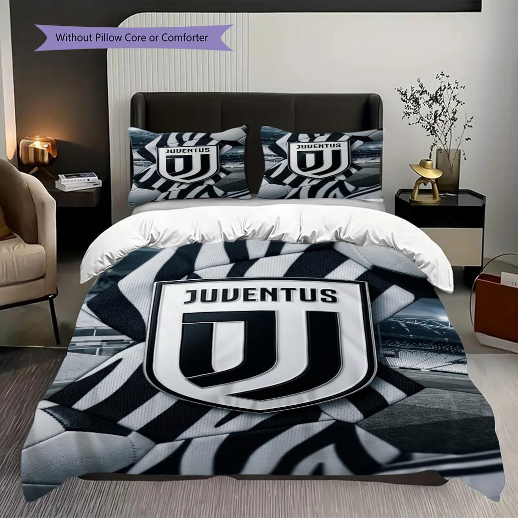 Juventus Football Glory Bettwäsche (1 Bettbezug + 2 Kissenbezüge, ohne Füllung) Bettbezug und Kissenbezug Weihnachts-Geburtstagsgeschenk