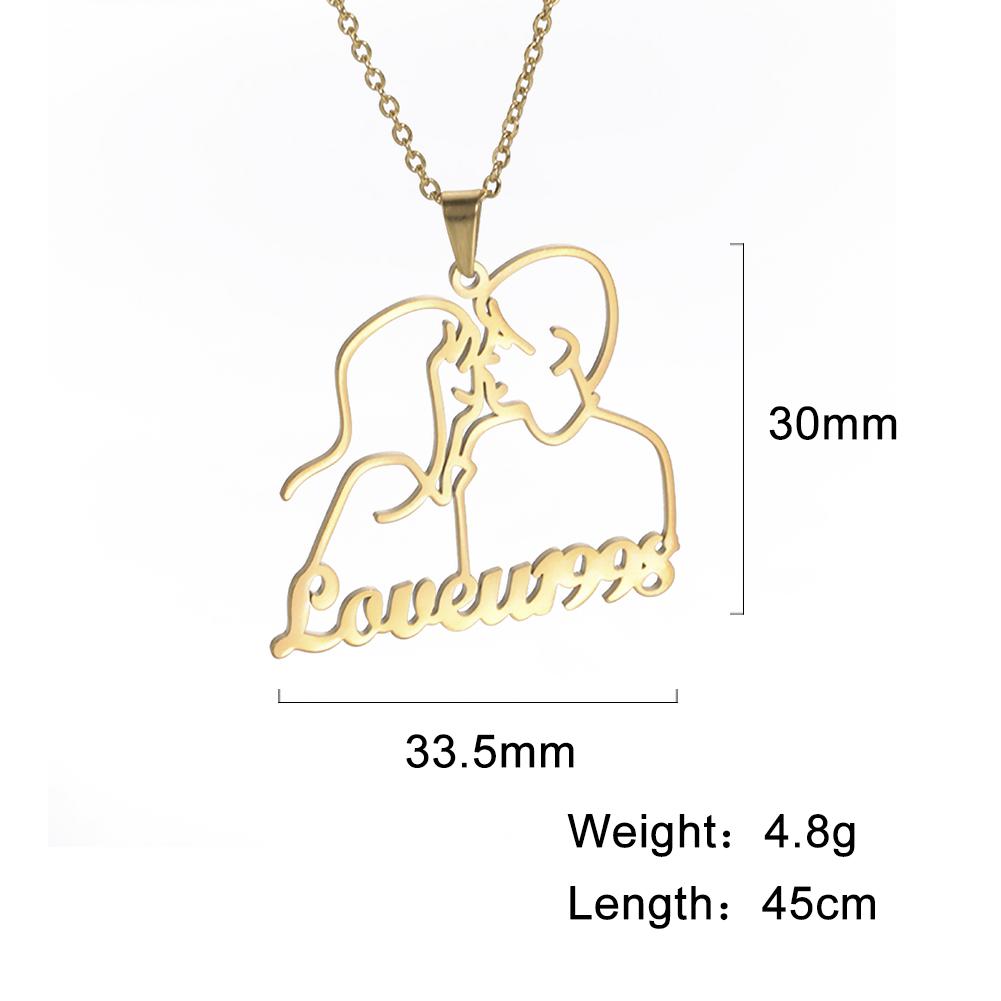 Custom Name Necklace Boy Girl Kiss Personalized Stainless Steel Jewelry Anniversary Customized for Women Couples Lovers Gifts