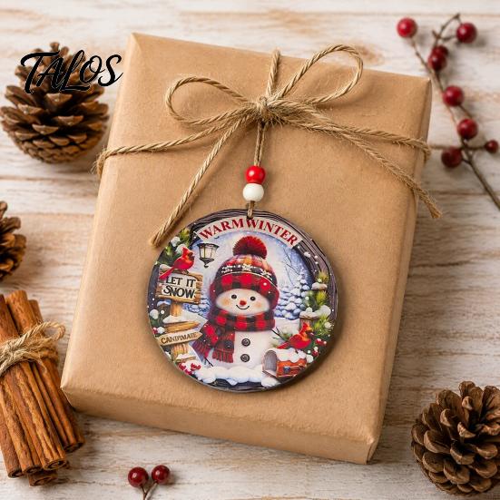 Christmas Gift Wrapping Tags Wooden Hanging Sign with Hemp Rope, Rustic Holiday Wall Decor Party Supplies for Home Decoration, Solid Wood Festive