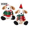 Plush Dog with Sweater Christmas Stuffed Animal Toy, Soft Puppy Doll Santa Hat for Gift Scarf Table, Fireplace, Holiday Party Decor, Lovers