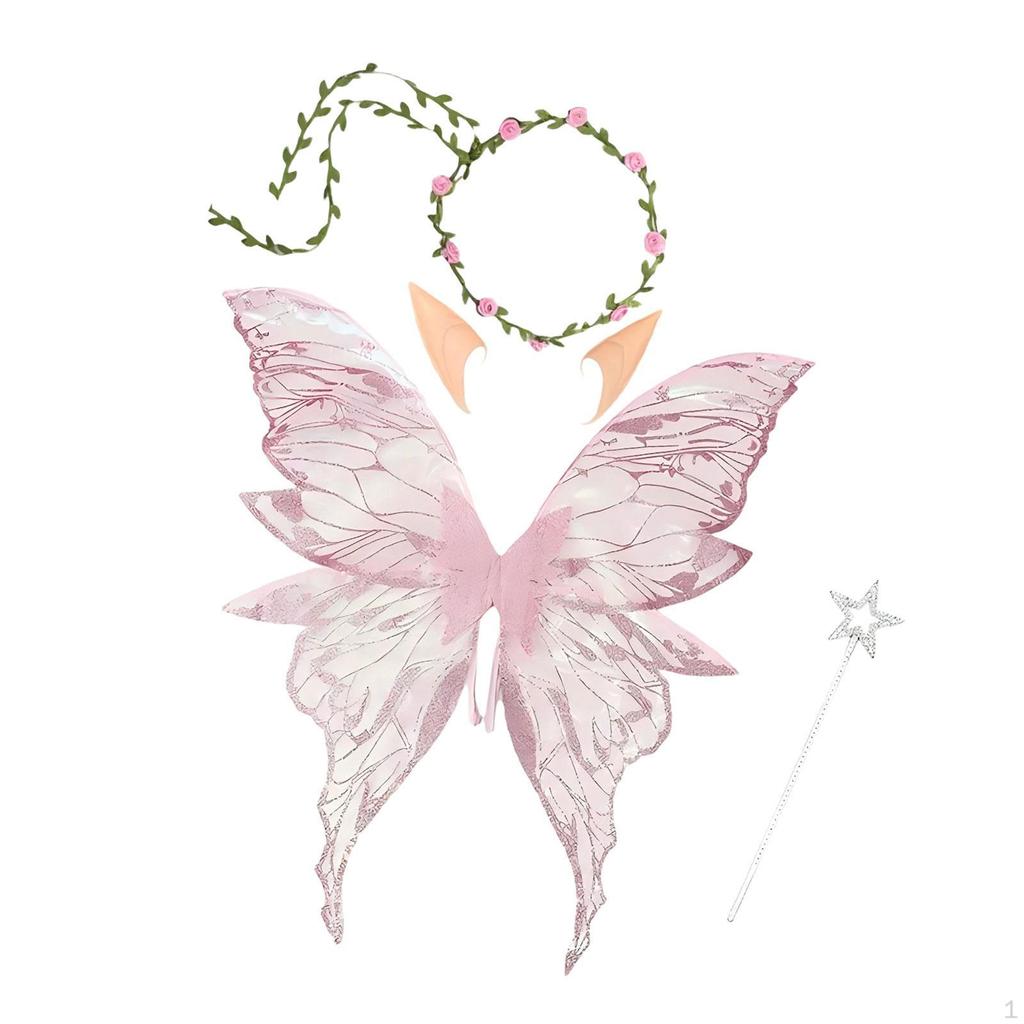 Fairy Wings Adult Kids Decoration Elf Wreath Headdress Props Butterfly Costumes