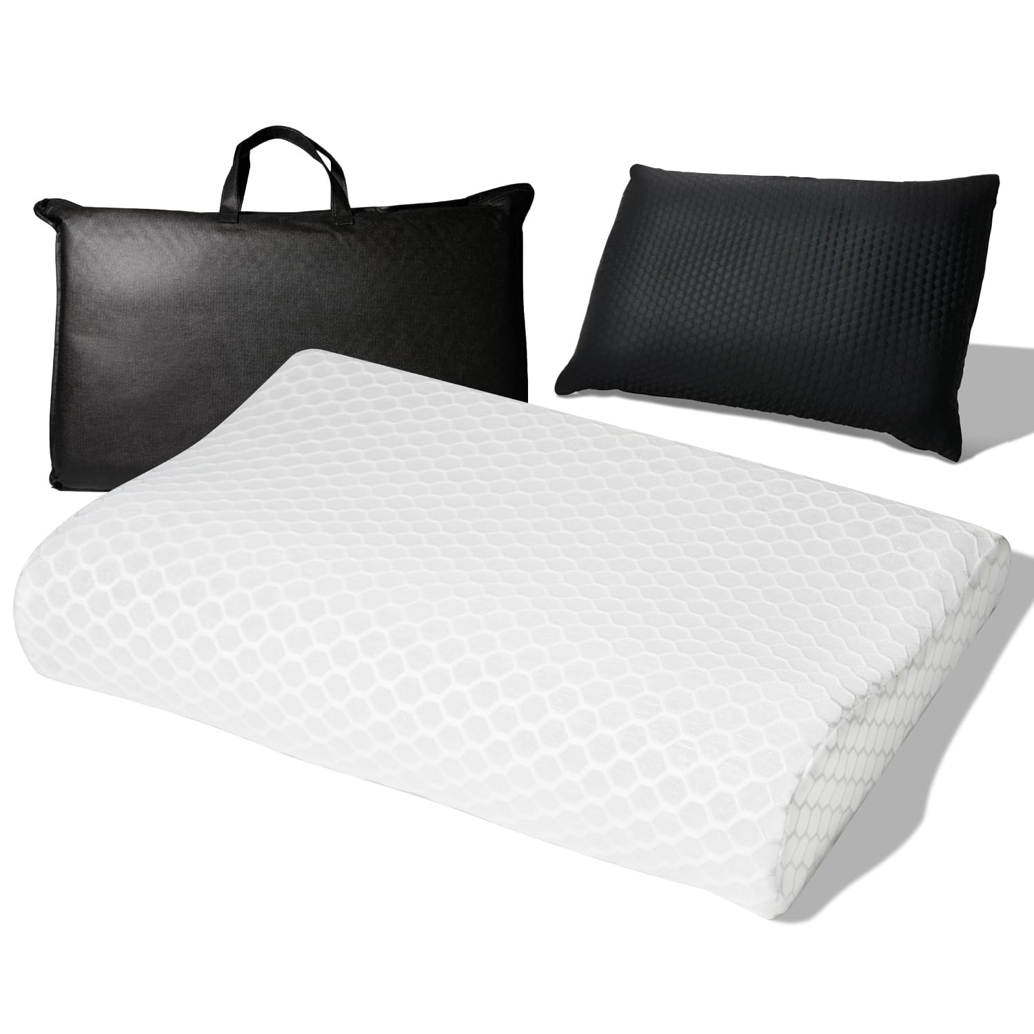 

Sleep Party Black High-Resilience Fiber Pillow with Cover, Comfortable Sleep Pillow, Low Pillow, Neck Pain Relief, Popular Fiber Pillow, Breathable,