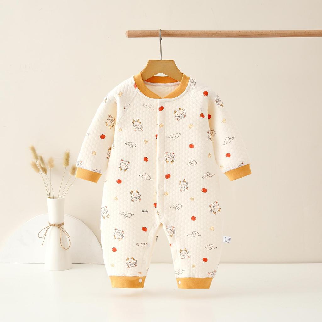 Thickened Baby Split-Leg Romper: Boys & Girls Crawling Onesie for Spring, Autumn, Winter