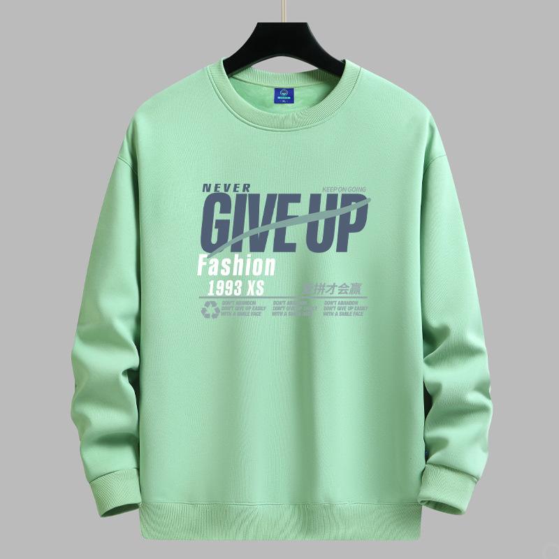 QICED Spring and Autumn Sweatshirt Men's Long Sleeve T-shirt Loose Versatile Casual O-Neck Pullover