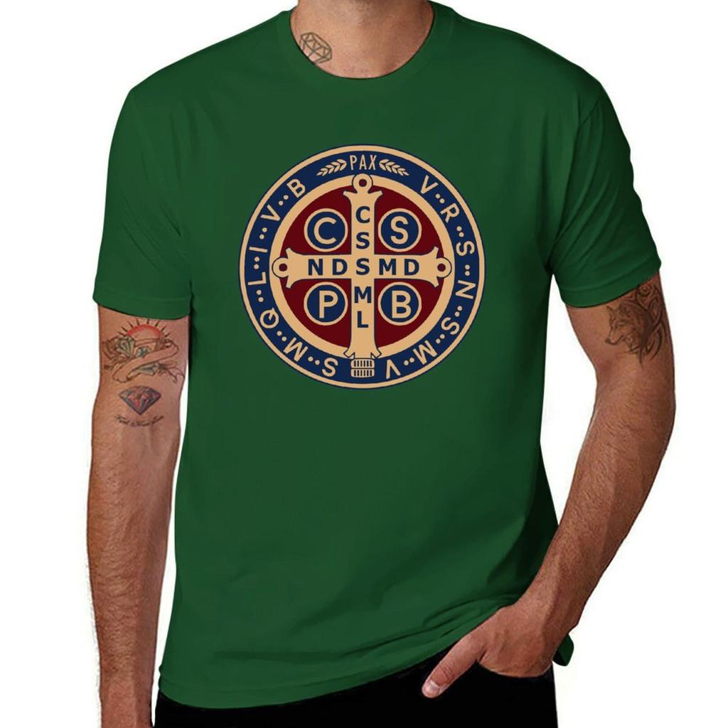 Saint Benedict Medal Tshirt Sports Fans Boys Whites Plus Size Tops Unisexs Workout Shirts