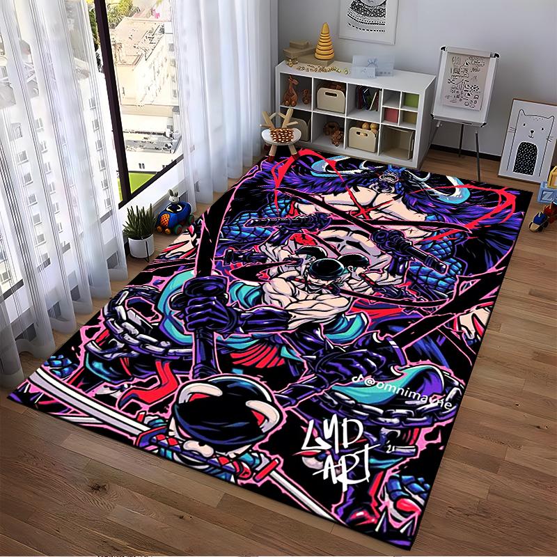 Pirate Battle Pattern Printed Flannel Non-slip Carpet, Suitable for Rooms, Living Rooms, Home Decor