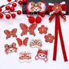 Chinese New Year Lion Baby Cloth Sticker with Gold Embroidery & Butterfly Bow Hair Clip Material