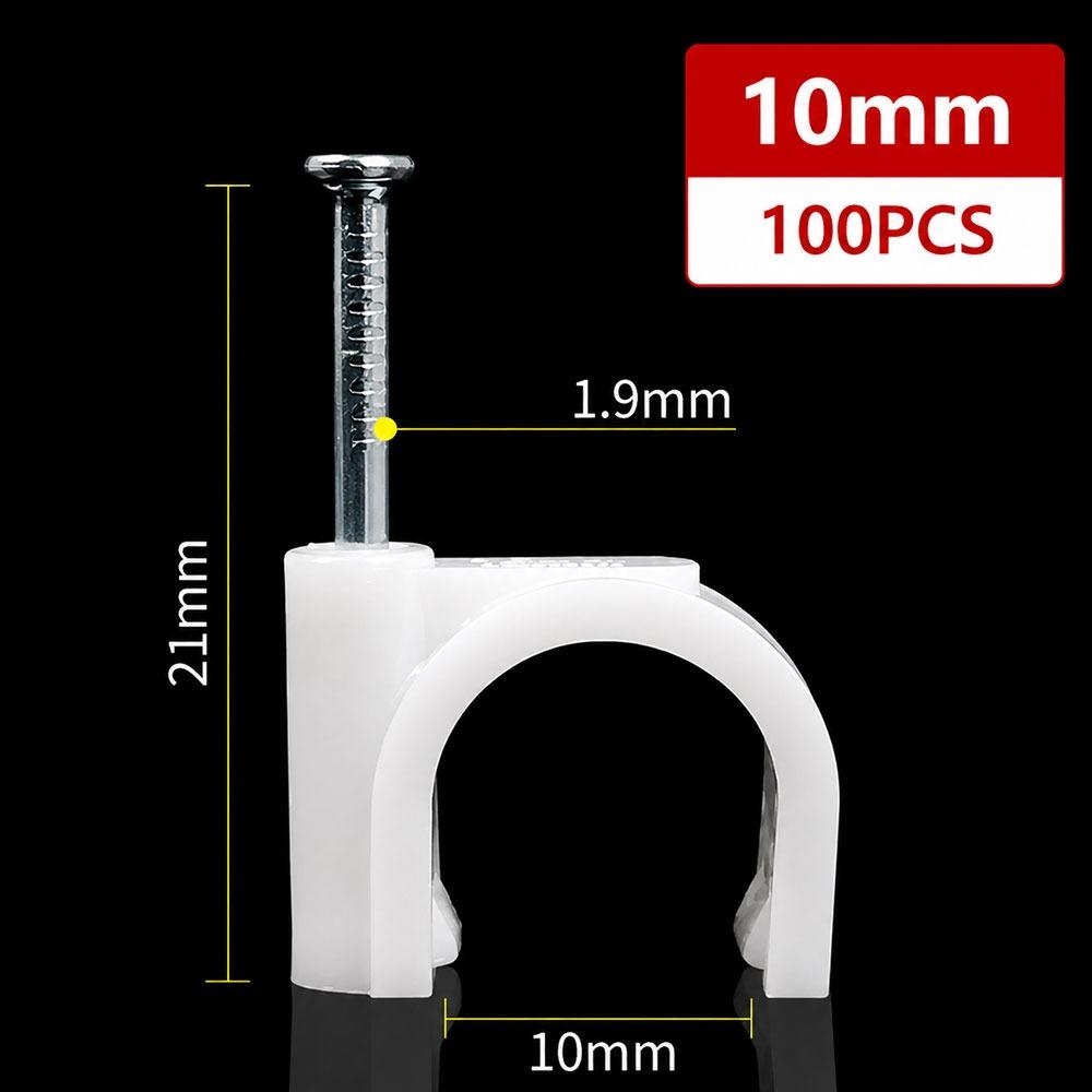 100Pcs Steel Nails Cable Clips 4-20mm Cable Tacks Durable Nail In Cable Clips  for Ethernet Cable